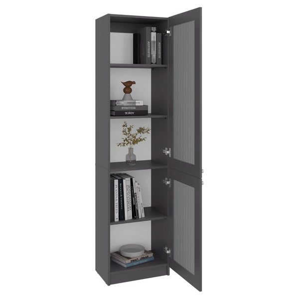 English Elm Home Tall Glass Front Cabinet Five Shelf Tower for Office Study or Living Room B070P501947