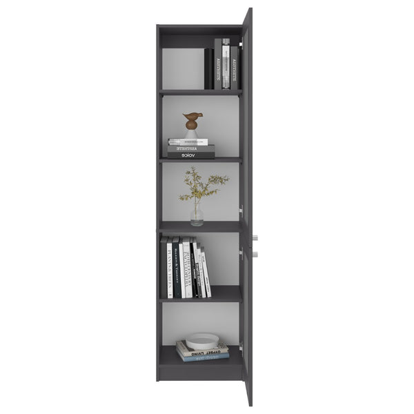 English Elm Home Tall Glass Front Cabinet Five Shelf Tower for Office Study or Living Room B070P501947