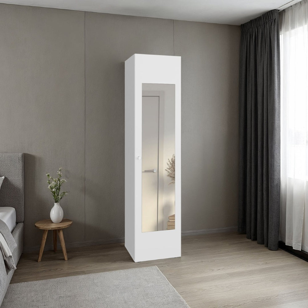 English Elm Home Linen Tall Freestanding Cabinet with Mirror Door and Four Interior Shelves for Any Room B070P505504