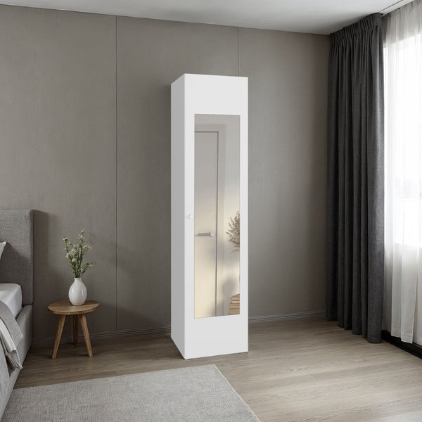 English Elm Home Linen Tall Freestanding Cabinet with Mirror Door and Four Interior Shelves for Any Room B070P505504