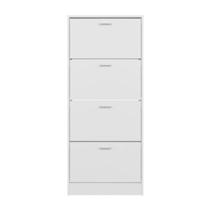 English Elm Inola Slim Four Door Enclosed Shoe Cabinet Tall Vertical Entryway Organizer Modern Style White B070P505506