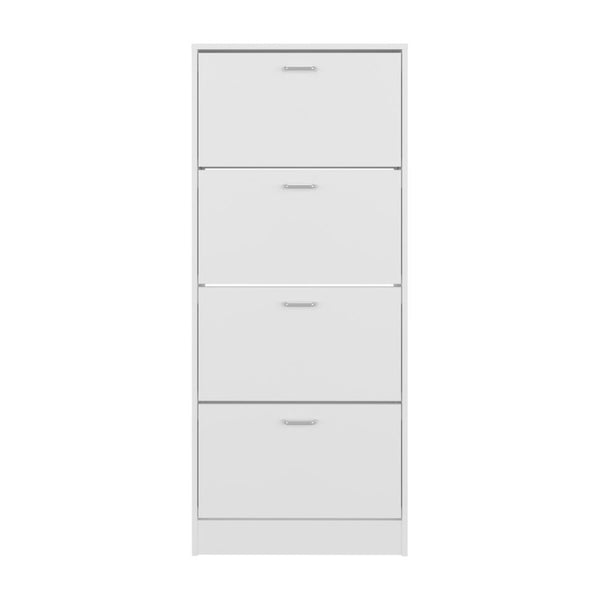 English Elm Inola Slim Four Door Enclosed Shoe Cabinet Tall Vertical Entryway Organizer Modern Style White B070P505506