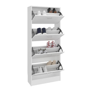 English Elm Inola Slim Four Door Enclosed Shoe Cabinet Tall Vertical Entryway Organizer Modern Style White B070P505506
