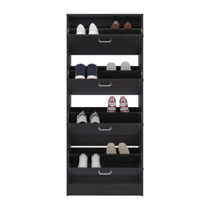 English Elm Inola Slim Four Door Enclosed Shoe Cabinet Tall Vertical Entryway Organizer Modern Style Dark Brown B070P505507