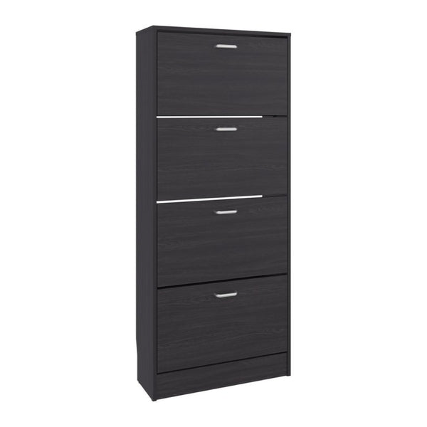 English Elm Inola Slim Four Door Enclosed Shoe Cabinet Tall Vertical Entryway Organizer Modern Style Dark Brown B070P505507