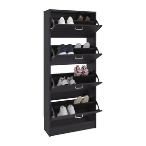 English Elm Inola Slim Four Door Enclosed Shoe Cabinet Tall Vertical Entryway Organizer Modern Style Dark Brown B070P505507