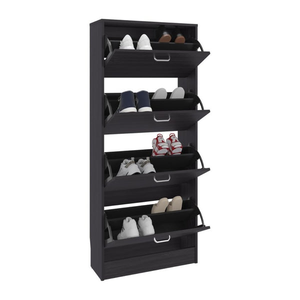 English Elm Inola Slim Four Door Enclosed Shoe Cabinet Tall Vertical Entryway Organizer Modern Style Dark Brown B070P505507