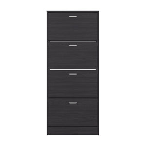 English Elm Inola Slim Four Door Enclosed Shoe Cabinet Tall Vertical Entryway Organizer Modern Style Dark Brown B070P505507
