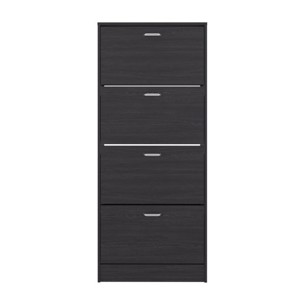 English Elm Inola Slim Four Door Enclosed Shoe Cabinet Tall Vertical Entryway Organizer Modern Style Dark Brown B070P505507