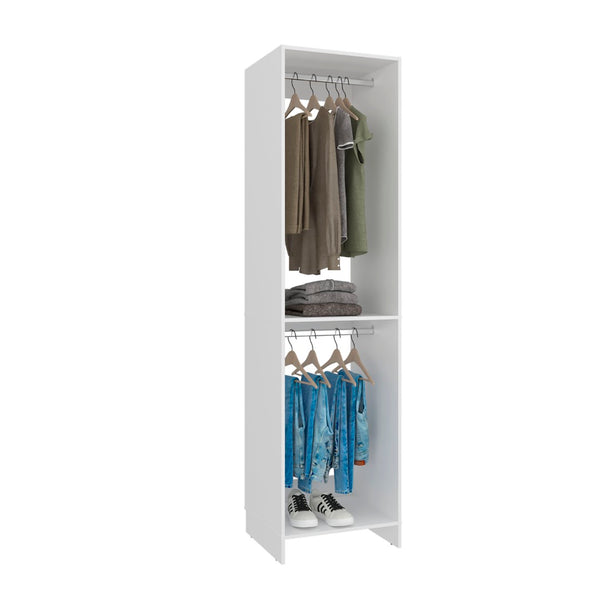 English Elm Eco Freestanding Double Rod Wardrobe with Open Shelf for Small Bedroom Organization B070P505509