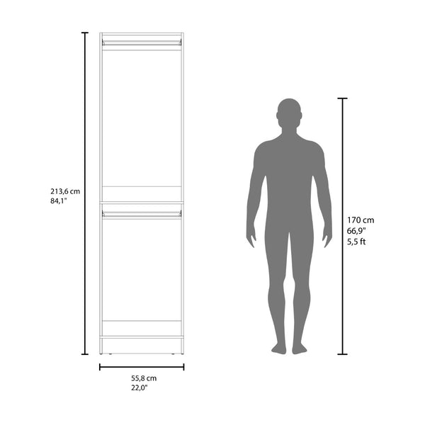 English Elm Eco Freestanding Double Rod Wardrobe with Open Shelf for Small Bedroom Organization B070P505509