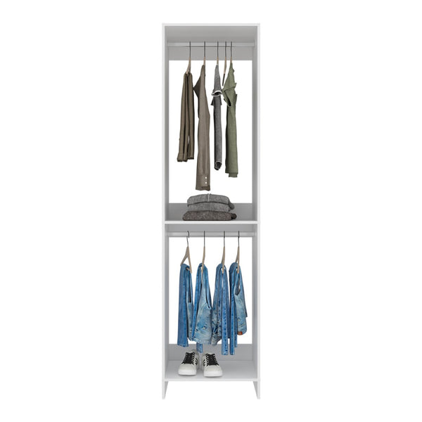 English Elm Eco Freestanding Double Rod Wardrobe with Open Shelf for Small Bedroom Organization B070P505509