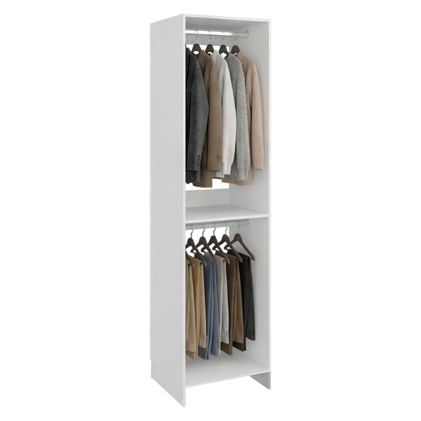 English Elm 84 Inch Freestanding Open Wardrobe with Dual Hanging Bars and Shelves for Bedroom B070P514076