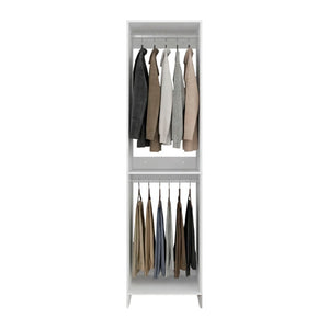English Elm 84 Inch Freestanding Open Wardrobe with Dual Hanging Bars and Shelves for Bedroom B070P514076