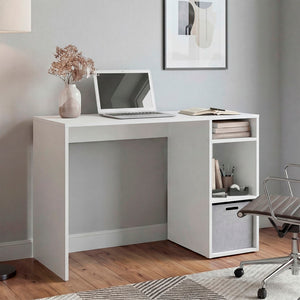 English Elm Dalia Compact Writing Desk with Tiered Open Shelving for Home Office or Dorm White B070P514079