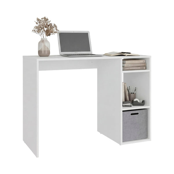 English Elm Dalia Compact Writing Desk with Tiered Open Shelving for Home Office or Dorm White B070P514079