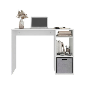 English Elm Dalia Compact Writing Desk with Tiered Open Shelving for Home Office or Dorm White B070P514079