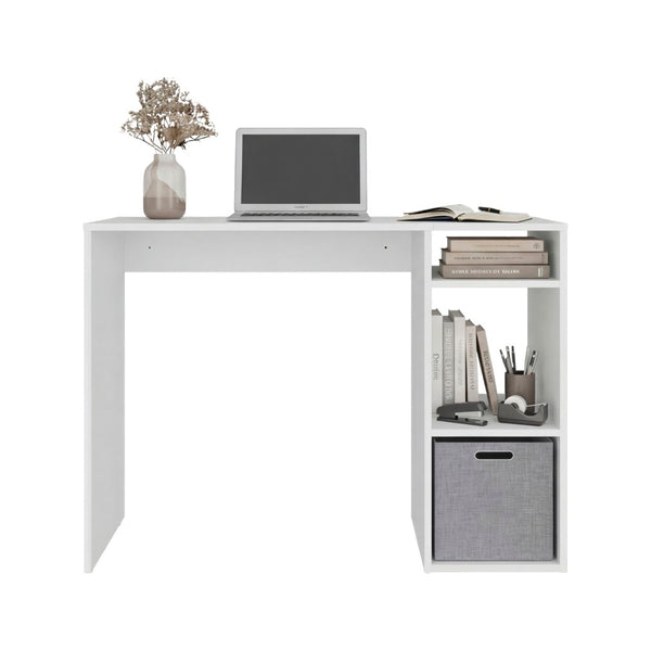 English Elm Dalia Compact Writing Desk with Tiered Open Shelving for Home Office or Dorm White B070P514079