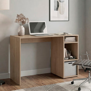 English Elm Dalia Compact Writing Desk with Tiered Open Shelving for Home Office or Dorm Light Oak B070P514080
