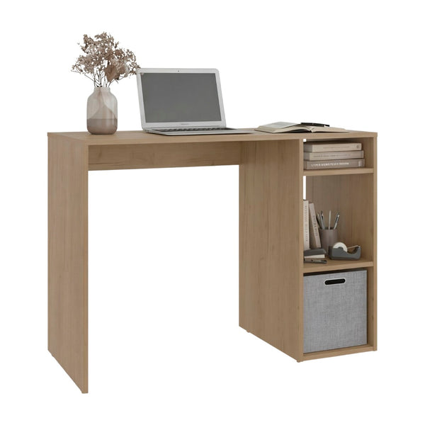 English Elm Dalia Compact Writing Desk with Tiered Open Shelving for Home Office or Dorm Light Oak B070P514080