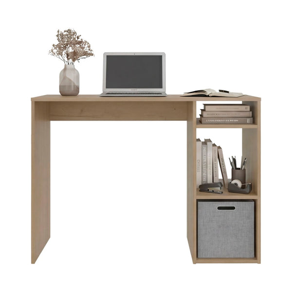 English Elm Dalia Compact Writing Desk with Tiered Open Shelving for Home Office or Dorm Light Oak B070P514080