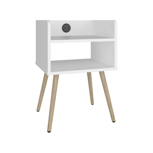 English Elm Didi Mid-Century Open Shelf Nightstand with Built-In USB Charging and Splayed Legs B070P514082