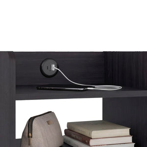 English Elm Didi Mid-Century Modern Nightstand with USB Charging Dual Open Shelves Splayed Legs B070P514083
