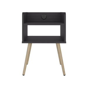 English Elm Didi Mid-Century Modern Nightstand with USB Charging Dual Open Shelves Splayed Legs B070P514083