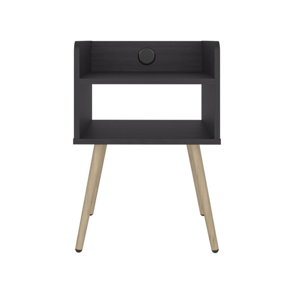 English Elm Didi Mid-Century Modern Nightstand with USB Charging Dual Open Shelves Splayed Legs B070P514083