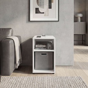English Elm Mercer Lite Compact End Table with Built-in Usb Charging Hub and Open Storage Shelves White B070P514084