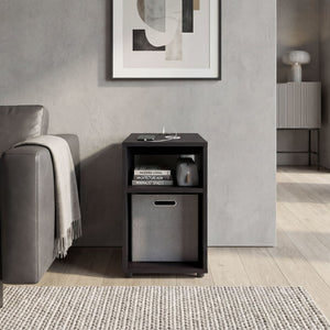 English Elm Mercer Lite Compact End Table with Built-in Usb Charging Hub and Open Storage Shelves Wenge B070P514085