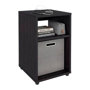English Elm Mercer Lite Compact End Table with Built-in Usb Charging Hub and Open Storage Shelves Wenge B070P514085