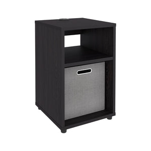 English Elm Mercer Lite Compact End Table with Built-in Usb Charging Hub and Open Storage Shelves Wenge B070P514085