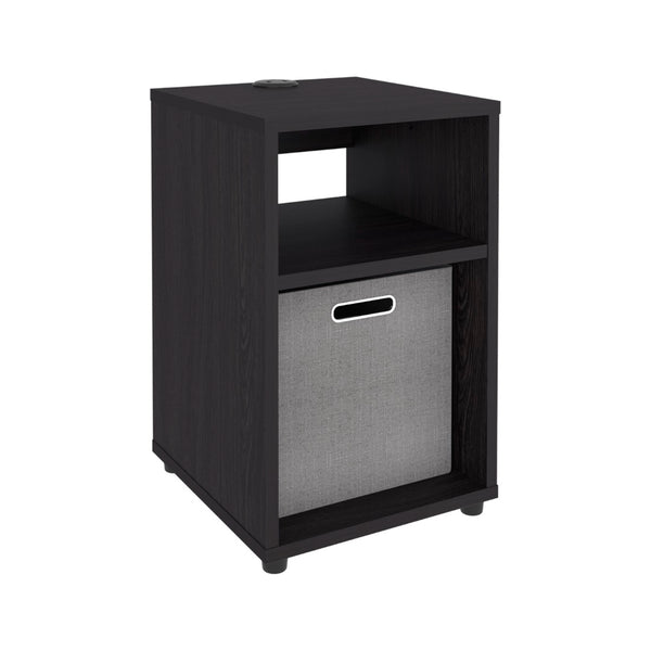 English Elm Mercer Lite Compact End Table with Built-in Usb Charging Hub and Open Storage Shelves Wenge B070P514085