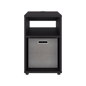 English Elm Mercer Lite Compact End Table with Built-in Usb Charging Hub and Open Storage Shelves Wenge B070P514085