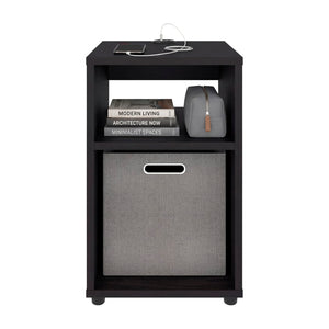 English Elm Mercer Lite Compact End Table with Built-in Usb Charging Hub and Open Storage Shelves Wenge B070P514085