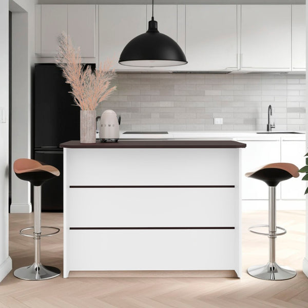 English Elm Fendi Kitchen Island with Two Tier Side Shelf Enclosed Cabinet and Prep Station Design B070P514086