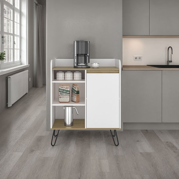 English Elm Carajillo Compact Coffee Station with Open Shelves and Cabinet for Kitchen or Dining B070P524544