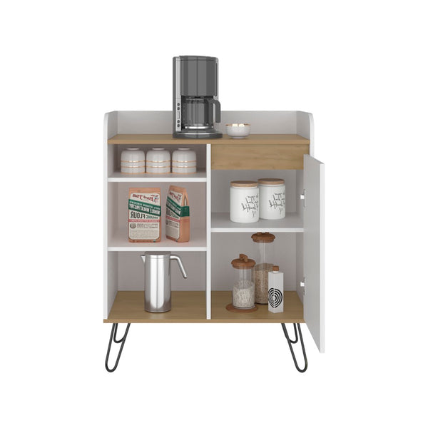 English Elm Carajillo Compact Coffee Station with Open Shelves and Cabinet for Kitchen or Dining B070P524544