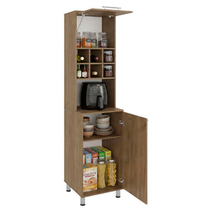English Elm Attica Tall White Kitchen Pantry Cabinet with Open Cubbies and Four Enclosed Shelves Light Oak B070P524549