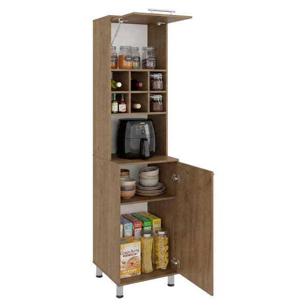 English Elm Attica Tall White Kitchen Pantry Cabinet with Open Cubbies and Four Enclosed Shelves Light Oak B070P524549