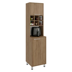English Elm Attica Tall White Kitchen Pantry Cabinet with Open Cubbies and Four Enclosed Shelves Light Oak B070P524549