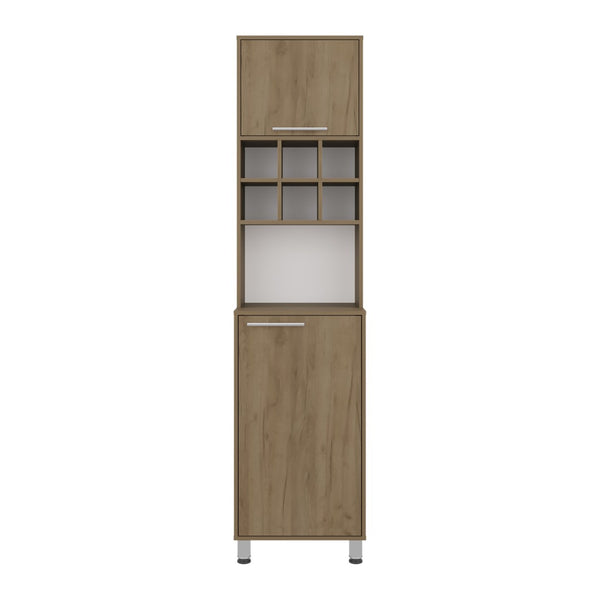 English Elm Attica Tall White Kitchen Pantry Cabinet with Open Cubbies and Four Enclosed Shelves Light Oak B070P524549