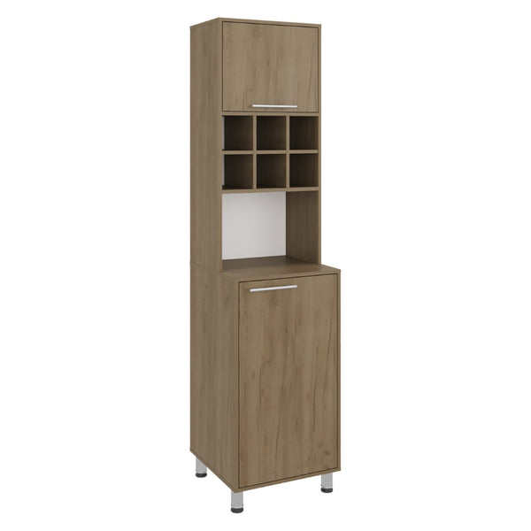 English Elm Attica Tall White Kitchen Pantry Cabinet with Open Cubbies and Four Enclosed Shelves Light Oak B070P524549