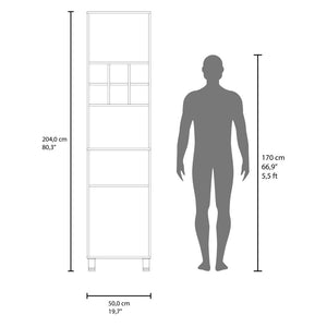 English Elm Attica Tall White Kitchen Pantry Cabinet with Open Cubbies and Four Enclosed Shelves Light Oak B070P524549