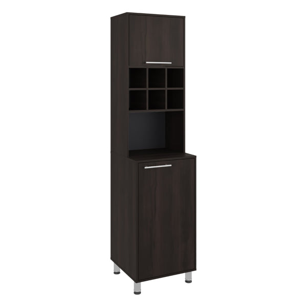 English Elm Attica Tall White Kitchen Pantry Cabinet with Open Cubbies and Four Enclosed Shelves Dark Brown - A B070P524550