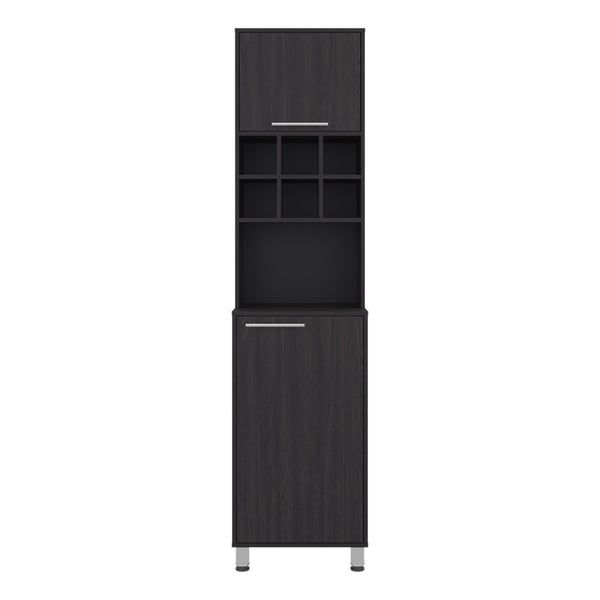 English Elm Attica Tall White Kitchen Pantry Cabinet with Open Cubbies and Four Enclosed Shelves Dark Brown - B B070P524551