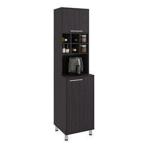 English Elm Attica Tall White Kitchen Pantry Cabinet with Open Cubbies and Four Enclosed Shelves Dark Brown - B B070P524551