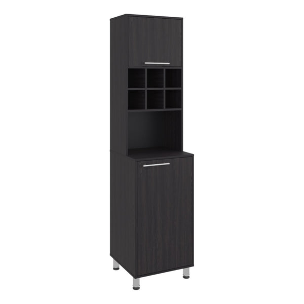 English Elm Attica Tall White Kitchen Pantry Cabinet with Open Cubbies and Four Enclosed Shelves Dark Brown - B B070P524551