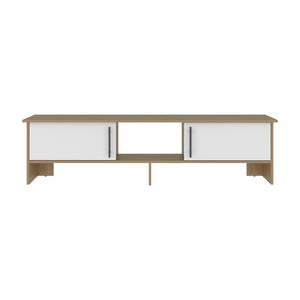 English Elm Dago Low Profile Media Console with Open Shelving Cabinet Doors and Raised Legs B070P524553
